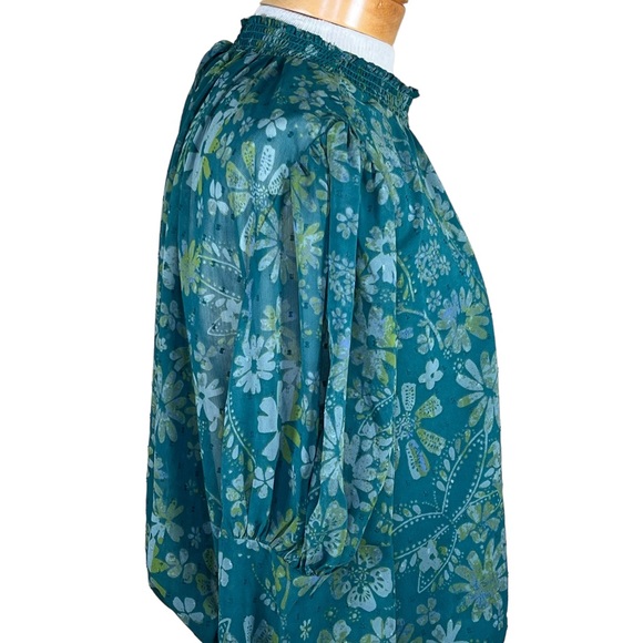 Free People “Sea Combo” Swiss Dot Sheer Blouse Balloon Sleeves Oversized… - Picture 4 of 16